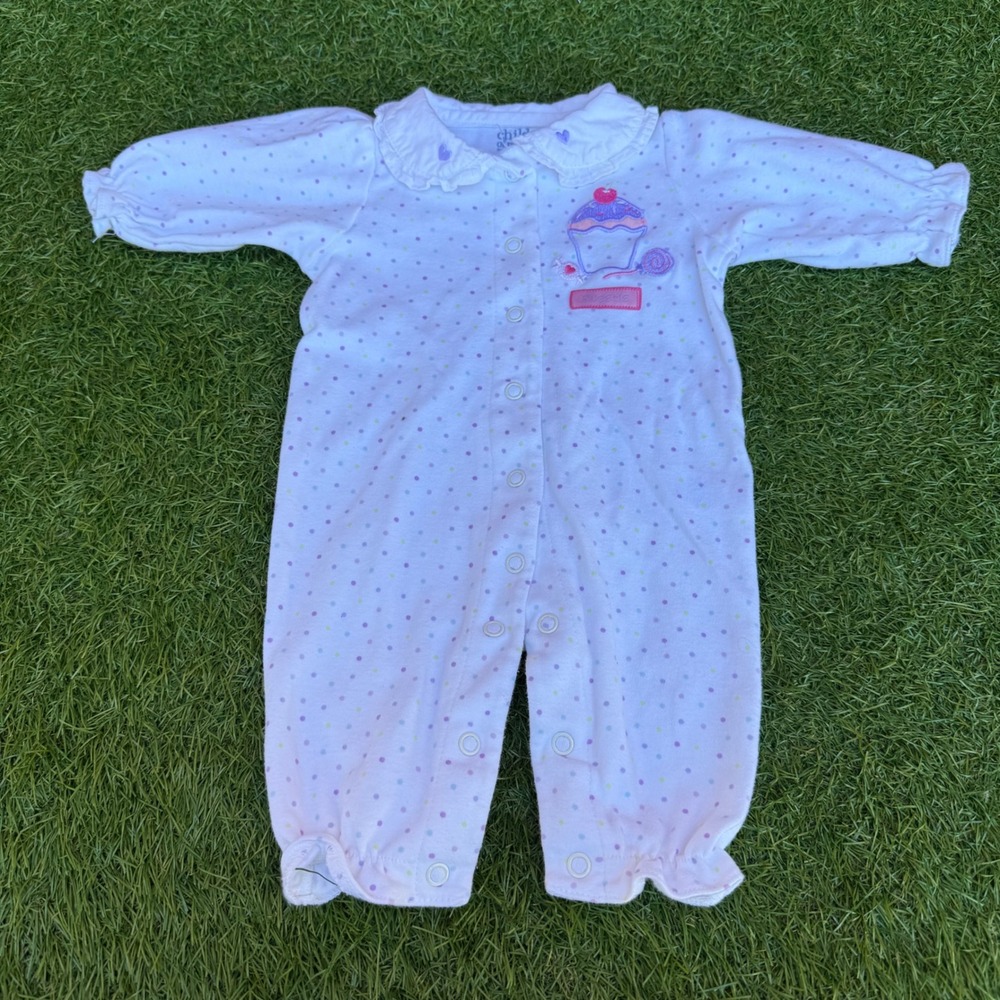 Child of Mine Carter's Baby Girl‎ NB White Polka Dot Cupcake Sweetie Onesie